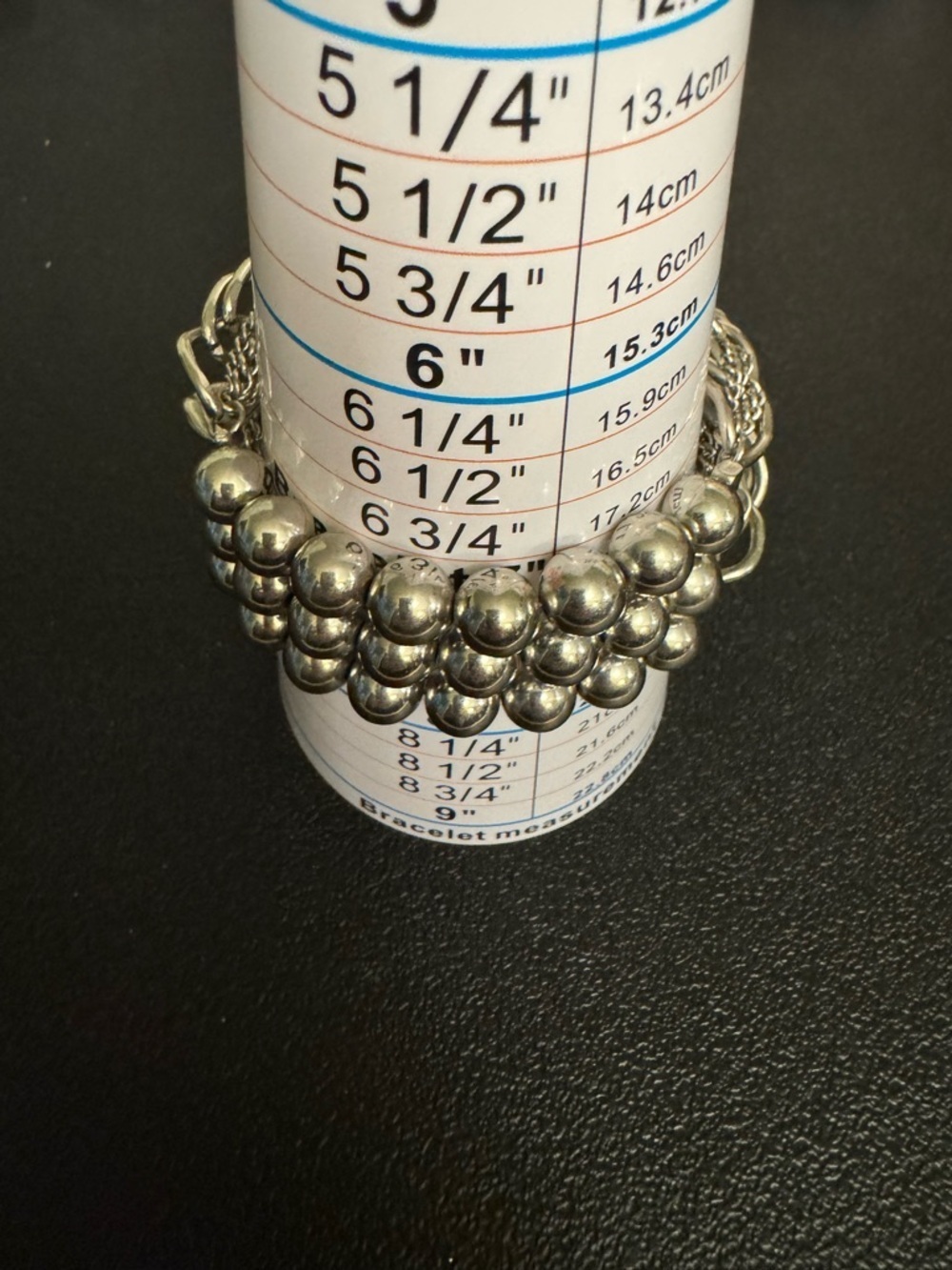 Chunky Silver-Tone Beaded and Chain Bracelet- Silver